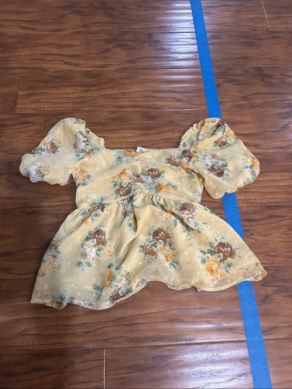 Altar'd State Yellow Floral Puff-Sleeve Blouse
